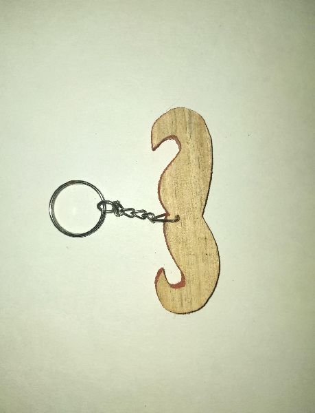 Wooden Mustache Key Ring