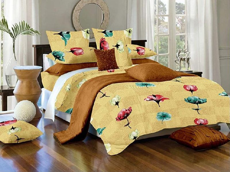 Cotton Yellow Double Bed Sheet
