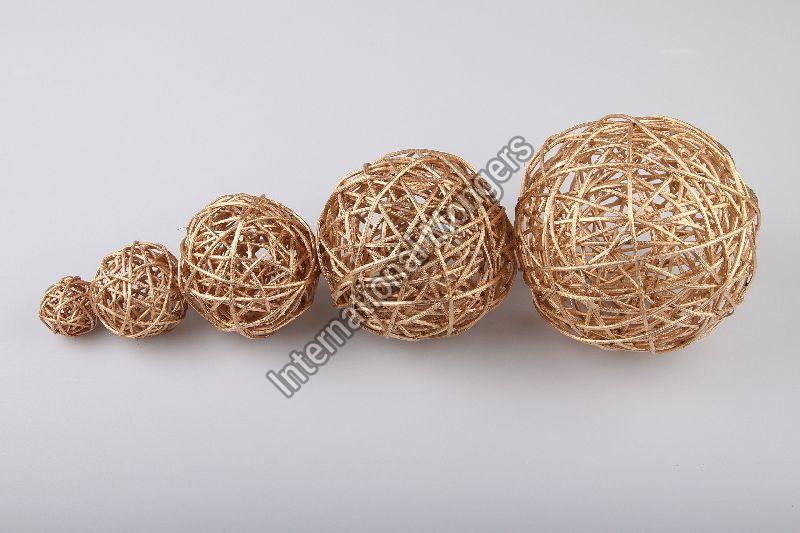 Pine Etc Handmade Golden Decorative Balls, Size : Standard
