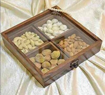 Polished wooden dry fruit box, Size : 8x8x2.5 Inch