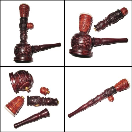 Beaded india Wooden Smoking Pipes, Color : Black, Brown