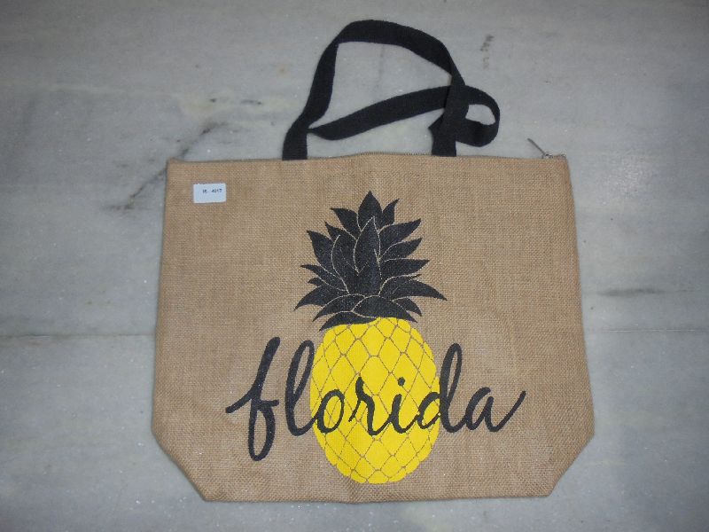 Jute bag with black tape handle