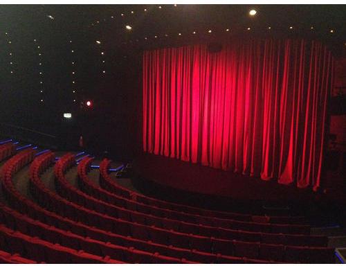 HMI Velvet Plain Auditorium Theater Curtains, Color : Red