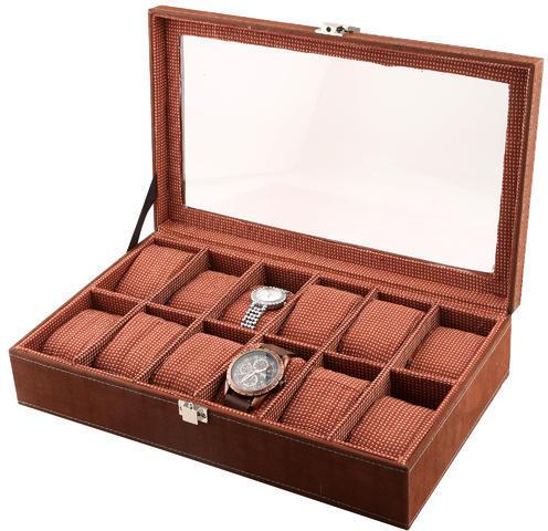 Wooden PU Brown Watch Case