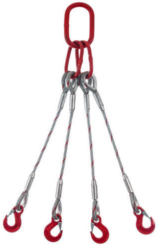 Multi Legged Wire Rope Chain Slings, Color : Silver, Red