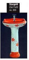 Ceramic Pedestal Wash Basin, Color : Orange, White