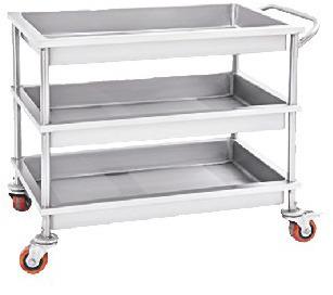  Stainless Steel Bussing Trolley, Color : Silver