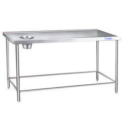 YASH SS Dish Landing Table, Color : Stainless Steel