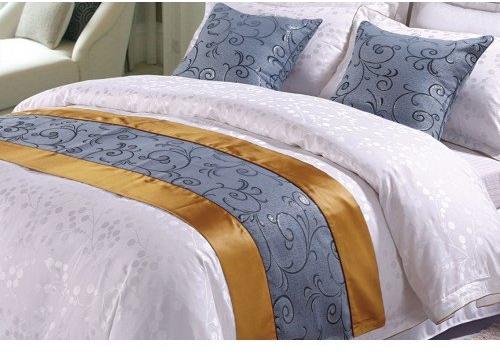 Satin Bed Runner, Color : Grey Golden