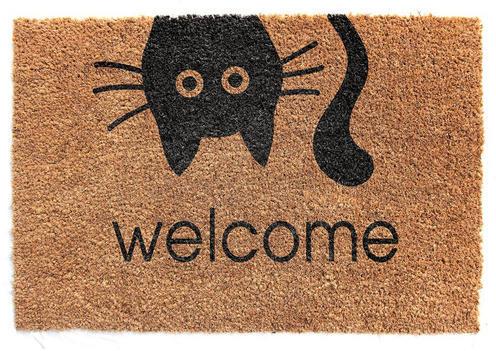 Coir Printed Welcome Mat, Color : Brown