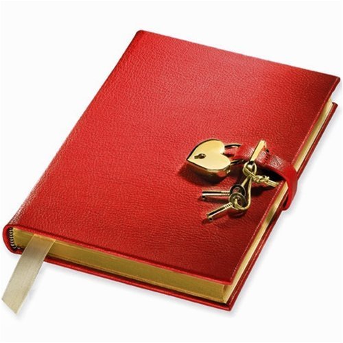 Lockable Leather Diary, Color : Red Orange