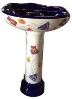 Ceramic Printed Pedestal Wash Basin