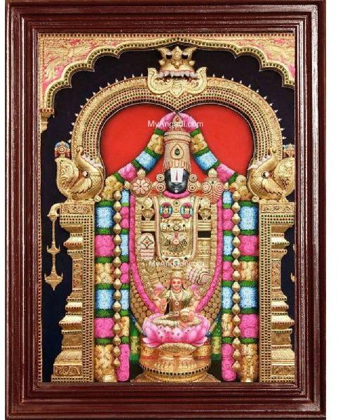 3D Tirupathi Balaji Lakshmi Tanjore Painting