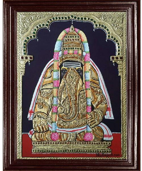 Polished Pillayarpatti Vinayakar Tanjore Painting, Packaging Type : Carton Box