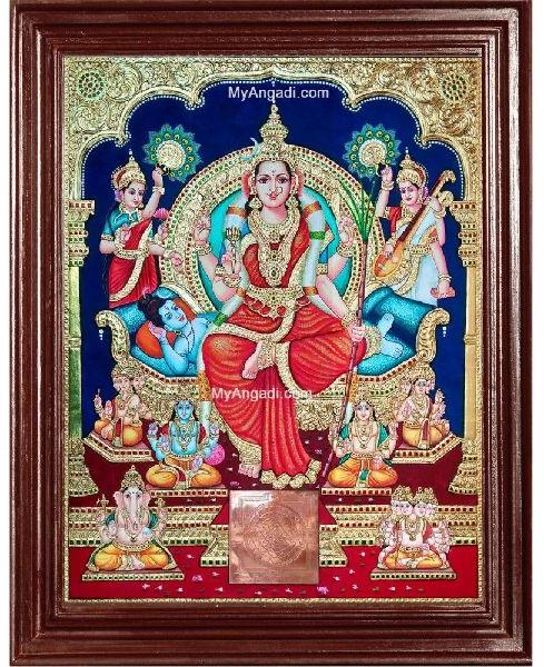 Sri Lalitha Tripura Sundari Tanjore Painting, Packaging Type : Carton Box