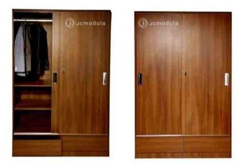 Pre-Lam Particle Panel Board double door wardrobe, Door Type : Sliding