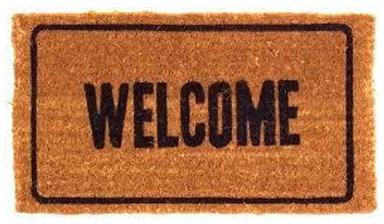 Printed Cotton Welcome Door Mat, Color : Brownish Yellow