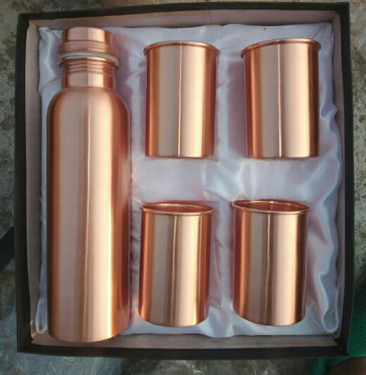 copper bottle with glass of 4 set