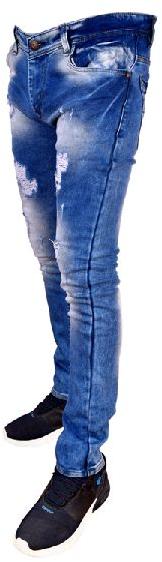 Rugged Denim Jeans Mens, for Casual Wear, Technics : Washed