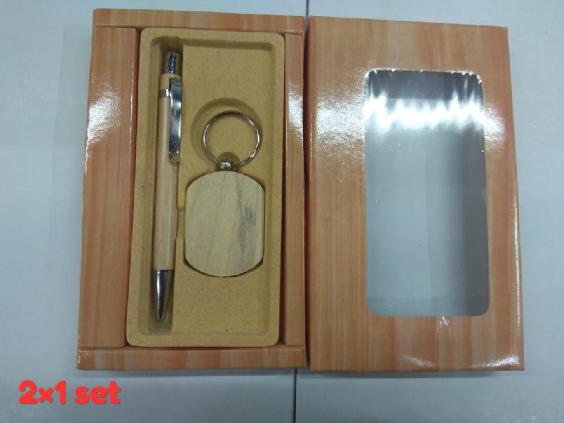 Wooden Pen & Keychain Set, Size : Standard