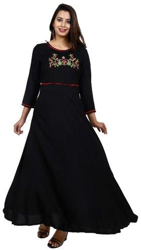 Embroidered Rayon Anarkali Kurti, Size : All Sizes