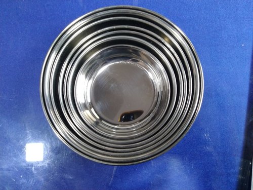 Arnath Metal Stainless Steel Halwa Plate, for Home, Size : 5, 5.5, 6, 6.5, 7