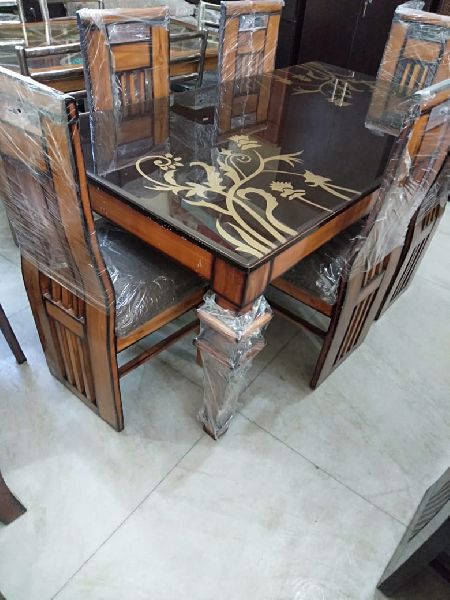Wooden Glass Dining Table Set Inr 10, Glass Wood Dining Table Set
