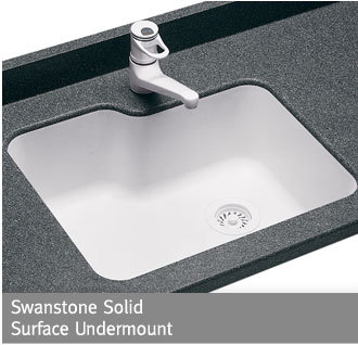 Rectangular Polished Swanstone Solid Surface Sink, for Kitchen Use, Color : White