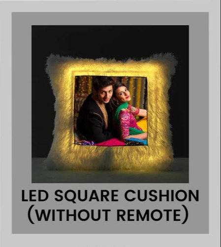 White Plain Sublimation Square LED Cushion Without Remote