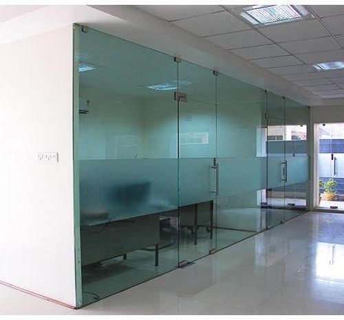 Rectangular Polished Etched Glass Door, for Office, Feature : Excellent Strength, Attractive Design