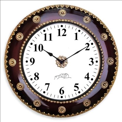 Wooden Polished Metal Wall Clock