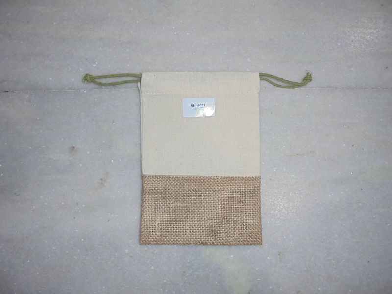 jute and cotton drawstring pouch
