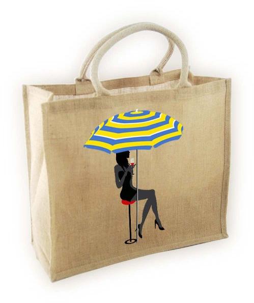 Printed jute shopping bag, Size : Customised