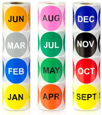 Round PP Coated Paper Color Month Sticker, Feature : Self Adhesive