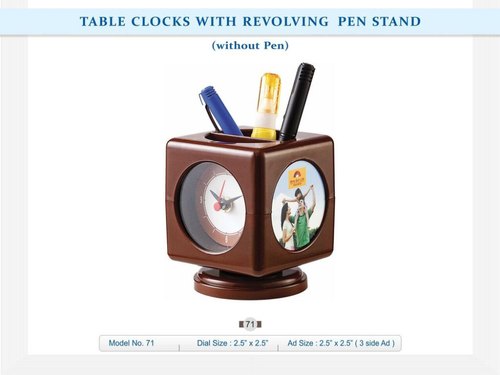 Round Plastic Table Clock Pen Stand