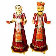 Rajasthani Wooden Puppet, Color : Red, Yellow