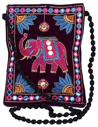 Ladies Embroidered Bag, Color : Purple