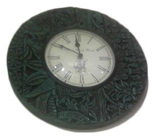 MohanJodero Round BLACK WOODEN WALL CLOCK