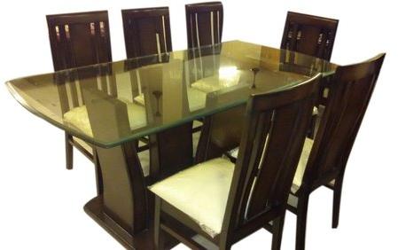 Wooden Glass Dining Set, Color : Brown