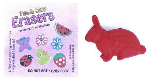 Rubber Red Rabbit Erasers