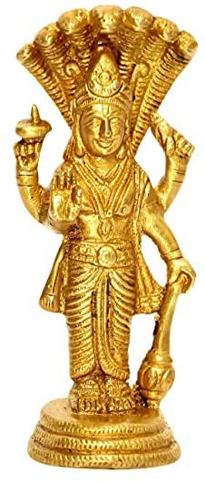 Polished Brass Standing Vishnu Idol, for Home, Hotel, Shop, Style : Antique