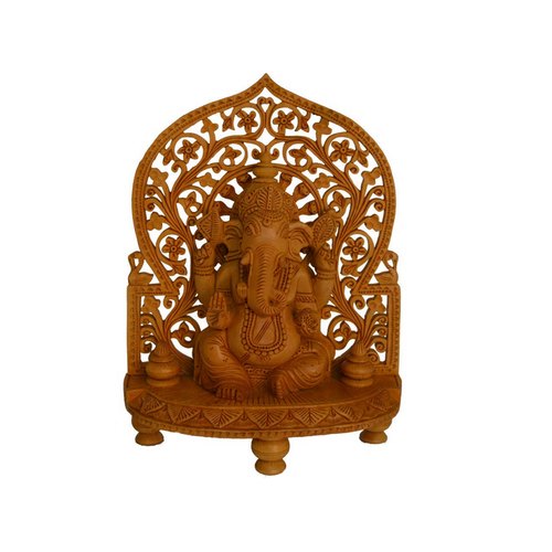 Wooden Jali Ganesh Statue