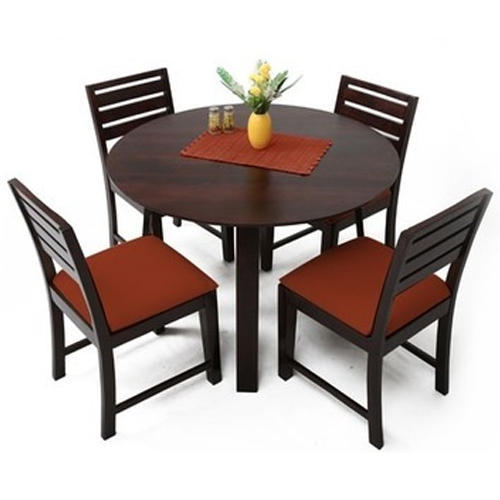 Brown Round Dining Table Set 4 Seater, Round Breakfast Table Set For 4