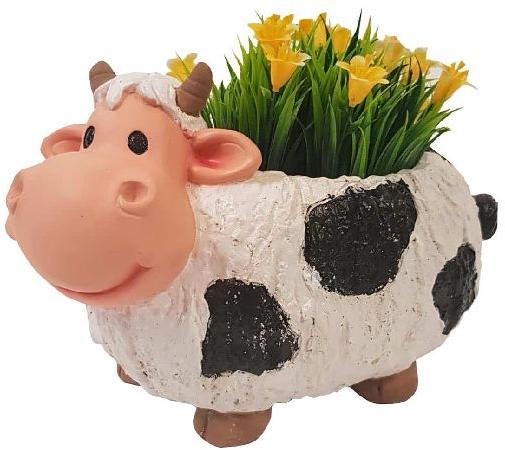 Resin Cow Garden Planter, Size : L-10.9inches, B-10.9inches, H-7.2inches