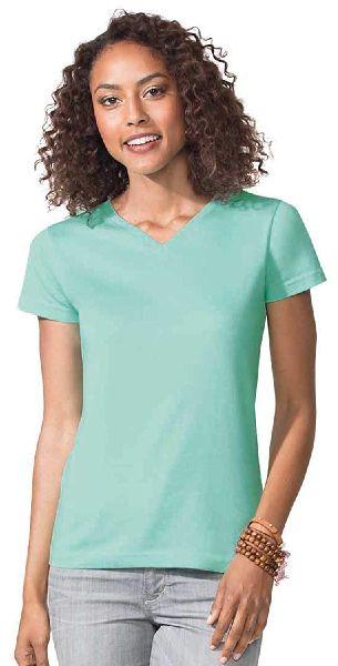 V Cotton Ladies Plain T Shirts, for Casual Wear, Size : M, XL, XXL