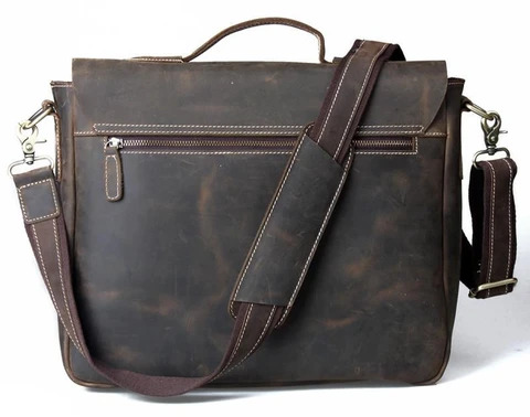 Handmade Vintage Leather Briefcase Messenger Bag, for Office Use, Style : Antique