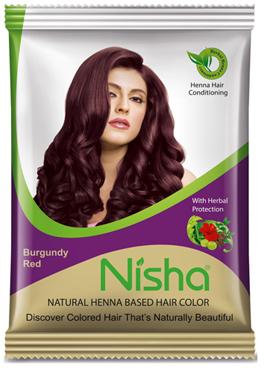 Nisha Burgundy Red Hair Color, for Parlour, Packaging Type : Plastic Packet