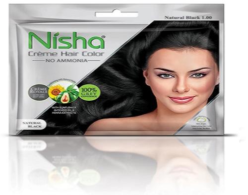 Nisha Crème Black Hair Color, for Parlour, Packaging Type : Plastic Packet