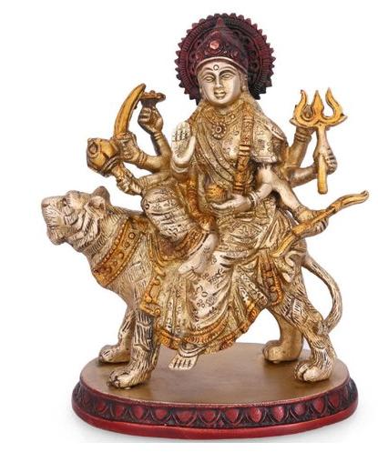Durga Mata Brass Statue, Color : Golden (Gold Plated)