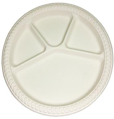 Round Biodegradable Four Section Plate, for Event Party Supplies, Size : 12 inch